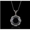 Image 4 : 14KT White Gold 18.66ctw Black Diamond Pendant With Chain