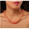 Image 2 : 14KT Yellow Gold 75.33ctw Coral and Diamond Necklace