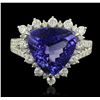 Image 4 : 14KT White Gold 5.30ct Tanzanite and Diamond Ring