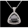 Image 4 : 14KT White Gold 10.30ctw Black Diamond Pendant With Chain
