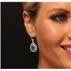 Image 3 : 14KT White and Yellow Gold 5.30ctw Emerald and Diamond Dangle Earrings