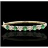 Image 4 : 14KT Yellow Gold 3.25ctw Emerald and Diamond Bracelet