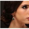 Image 2 : 14KT Rose Gold 5.54ctw Emerald and Diamond Earrings