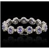 Image 5 : 14KT White Gold 10.66ctw Tanzanite and Diamond Bracelet