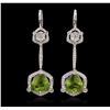 Image 4 : 18KT White Gold 12.51ctw Peridot and Diamond Earrings