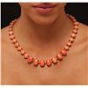 Image 1 : 14KT White Gold 81.27ctw Coral and Diamond Necklace