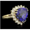 Image 4 : 14KT Yellow Gold 11.78ct GIA Cert Tanzanite and Diamond Ring