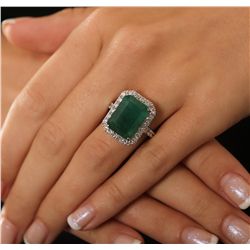 14KT White Gold 9.45ct Emerald and Diamond Ring