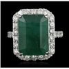 Image 4 : 14KT White Gold 9.45ct Emerald and Diamond Ring