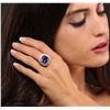 Image 1 : 14KT White Gold 16.30ct GIA Cert Tanzanite and Diamond Ring