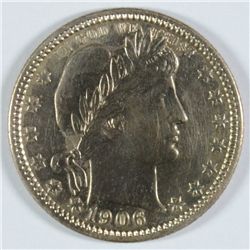 1906-D BARBER QUARTER AU58 NICE