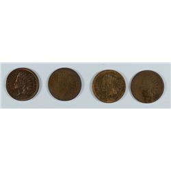 NICE LOT OF (4) INDIAN HEAD CENTS 1865 AU, 1886 BU, 1874 G, 1878 AG