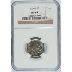 1936-S BUFFALO NICKEL NGC MS65