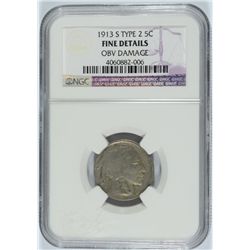 1913 S TYPE 2 BUFFALO NICKEL NGC FINE DETAILS