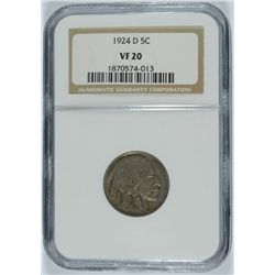 1924 D BUFFALO NICKEL NGC VF20