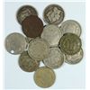 Image 1 : LOT OF (14) LOW GRADE THREE CENT NICKELS