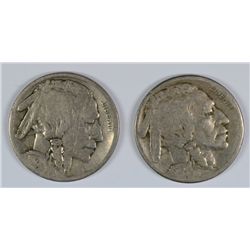 LOT OF (2) 1921-S BUFFALO NICKELS