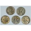Image 1 : LOT OF (5) AU/BU BUFFALO NICKELS