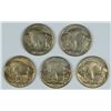 Image 2 : LOT OF (5) AU/BU BUFFALO NICKELS