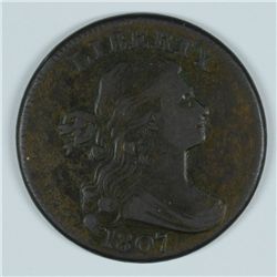 1807 DRAPED BUST LARGE CENT VF 30 WITH SOME CORROSION