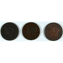(3) LARGE CENTS (31, 35, 38)