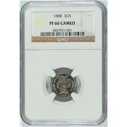 1888 PROOF THREE CENT NICKEL NGC PF-66 CAMEO