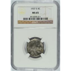 1937-S BUFFALO NICKEL NGC MS-65