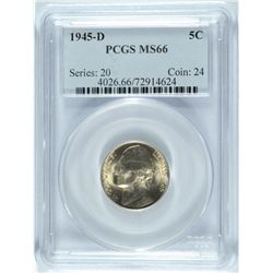 1945-D JEFFERSON (WAR) NICKEL PCGS MS-66