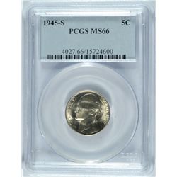 1945-S JEFFERSON (WAR) NICKEL PCGS MS-66