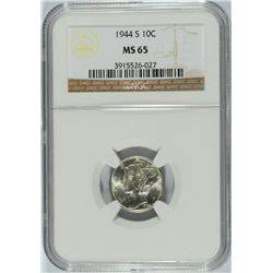1944-S MERCURY DIME NGC MS-65