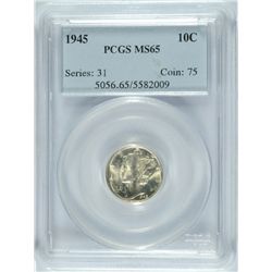 1945 MERCURY DIME PCGS MS-65