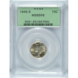 1945-S MERCURY DIME PCGS MS-65 FB OGH