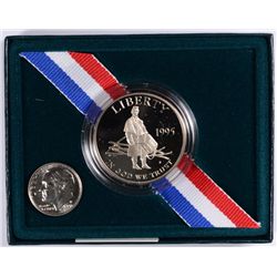1995 CIVIL WAR PROOF HALF DOLLAR BOX/CERT & BU 1996-W ROOSEVELT DIME