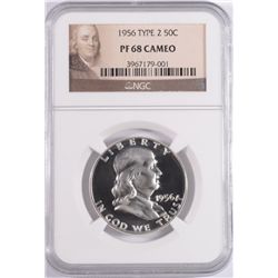 1956 FRANKLIN HALF DOLLAR TYPE-2, NGC PROOF-68 CAMEO!