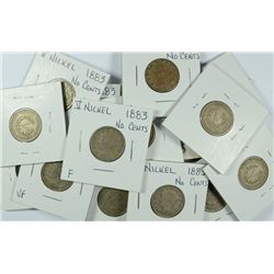 LOT OF (20) 1883 NO CENTS LIBERTY NICKELS