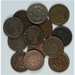 LOT OF (13) LARGE CENTS VARIOUS DATES