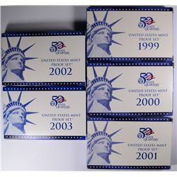 1999  THRU 2003 U.S. CLAD PROOF SETS IN NICE ORIGINAL PACKAGING