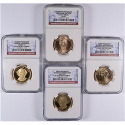 4 PRESIDENTIAL DOLLARS: GEORGE WASHINGTON NGC BU FIRST DAY ISSUE &