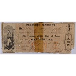 1862 TEXAS TREASURY WARRANT $1.00