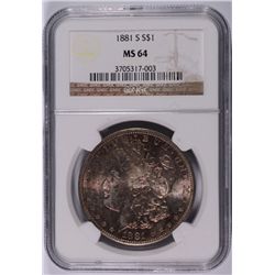 1881-S MORGAN DOLLAR NGC MS-64