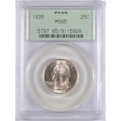 1935 WASHINGTON PCGS MS-65 BLAST WHITE!