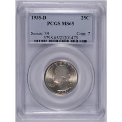1935-D WASHINGTON QUARTER, PCGS MS-65 BLAST WHITE!