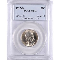 1937-D WASHINGTON QUARTER, PCGS MS-65