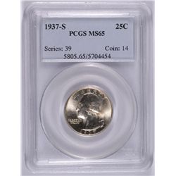 1937-S WASHINGTON QUARTER, PCGS MS-65