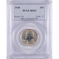 1938 WASHINGTON QUARTER, PCGS MS-65