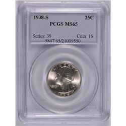 1938-S WASHINGTON QUARTER, PCGS MS-65