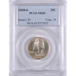 1939-S WASHINGTON QUARTER, PCGS MS-65