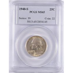 1940-S WASHINGTON QUARTER, PCGS MS-65