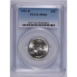1951-D WASHINGTON QUARTER, PCGS MS-66  BLAST WHITE!