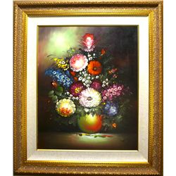 Museum Framed  30'' x 33'', Flowers in a Vase Original Oil Painting